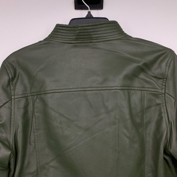 Blank NYC Jacket Green Faux Leather Moto Zip Forever And A Day - Picture 10 of 12